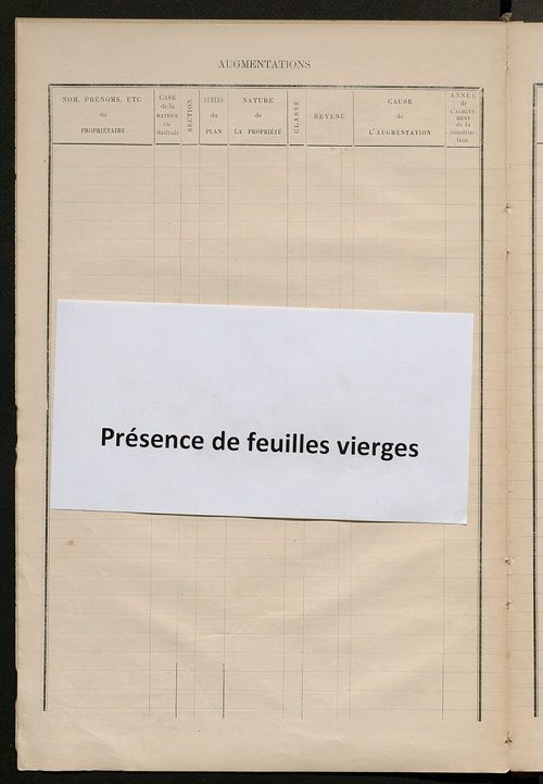 Matrice des propriétés bâties ; augmentations et diminutions, 1883-1891 ; séparation des revenus cadastraux afférents, pour l'année 1882, aux propriétés bâties et non bâties (état-balance) ; table alphabétique des propriétaires.