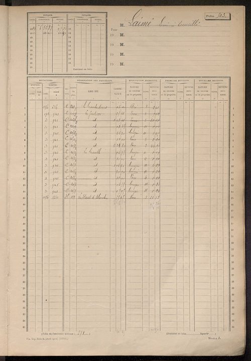 Matrice des propriétés non bâties, fol. 501 à 1096.