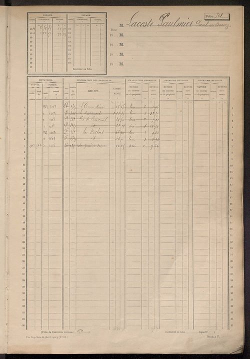 Matrice des propriétés non bâties, fol. 501 à 1096.