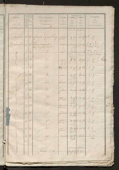 Commune de Nouâtre, états de sections.
