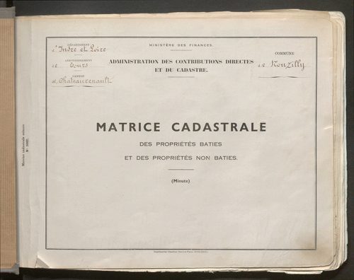 Table des comptes de la matrice. Comptes actifs personnes morales et A - F.