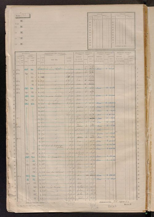 Matrice des propriétés non bâties, fol. 501 à 1100.