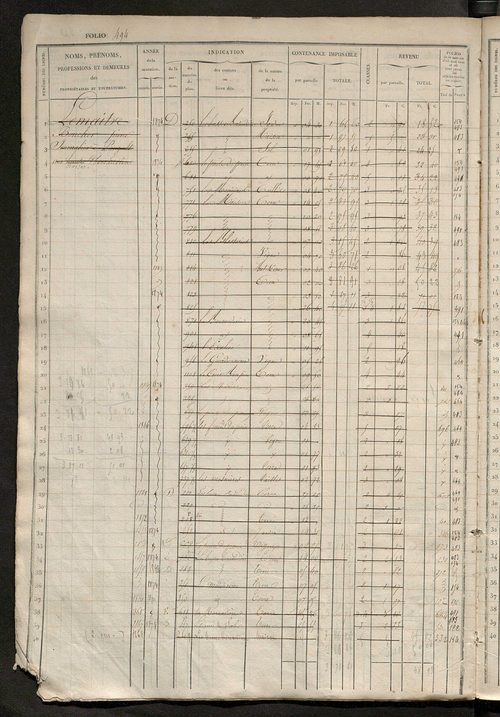 Matrice des propriétés foncières, fol. 481 à 960.