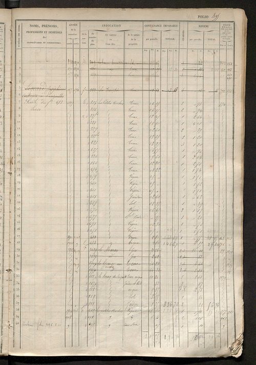 Matrice des propriétés foncières, fol. 481 à 960.