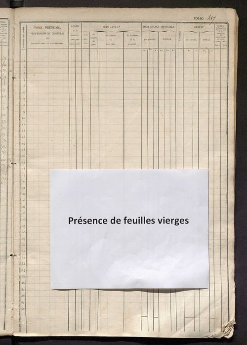 Matrice des propriétés foncières, fol. 481 à 960.