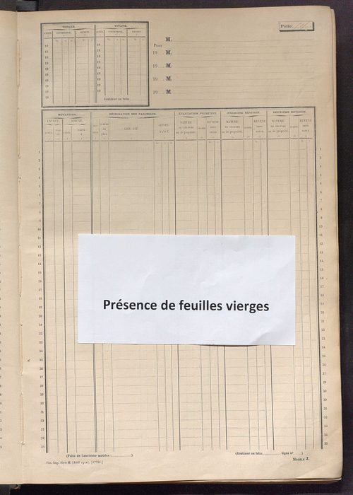 Matrice des propriétés non bâties, fol. 501 à 1043.