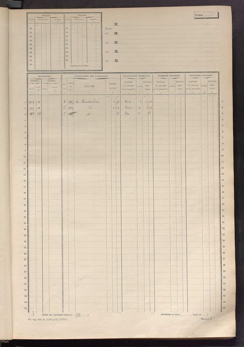 Matrice des propriétés non bâties, fol. 501 à 1043.