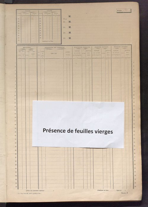 Matrice des propriétés non bâties, fol. 501 à 1043.