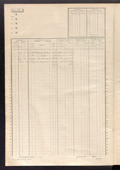 Matrice des propriétés non bâties, fol. 501 à 1100.