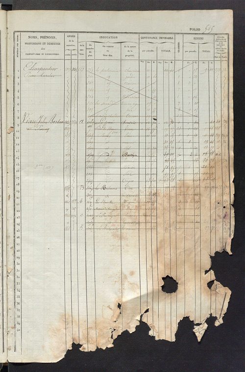 Matrice des propriétés foncières, fol. 541 à 1080 ; récapitulation des contenances et des revenus de la matrice cadastrale, 1834 ; table alphabétique des propriétaires.