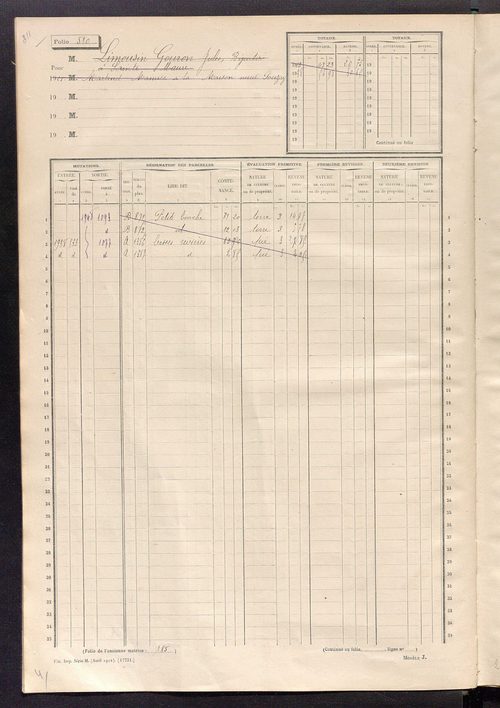 Matrice des propriétés non bâties, fol. 501 à 1100.