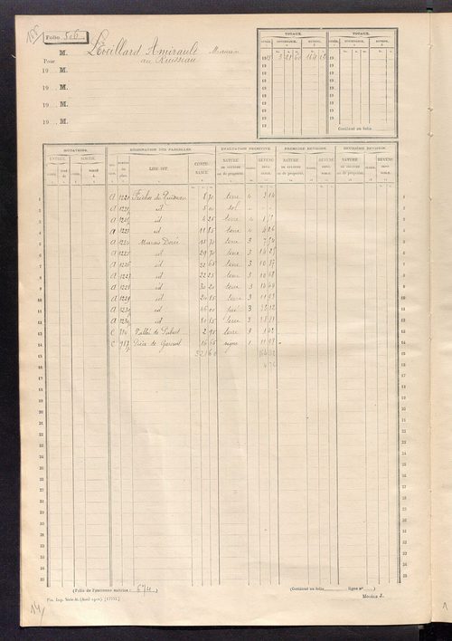 Matrice des propriétés non bâties, fol. 501 à 1100.