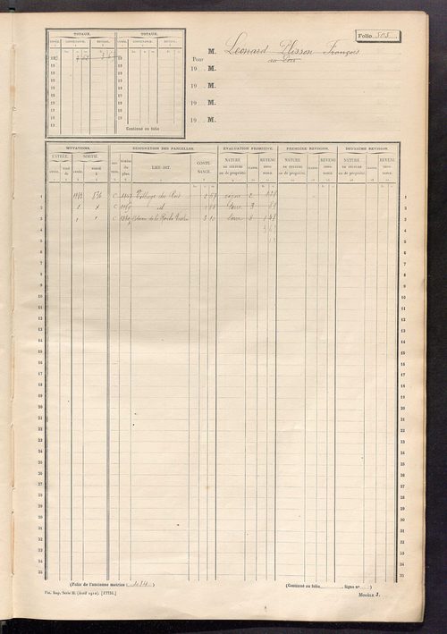 Matrice des propriétés non bâties, fol. 501 à 1100.