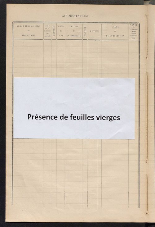 Matrice des propriétés bâties ; augmentations et diminutions, 1883-1891 ; séparation des revenus cadastraux afférents, pour l'année 1882, aux propriétés bâties et non bâties (état-balance) ; table alphabétique des propriétaires.