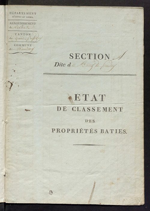 Etat de classement des propriétés bâties.