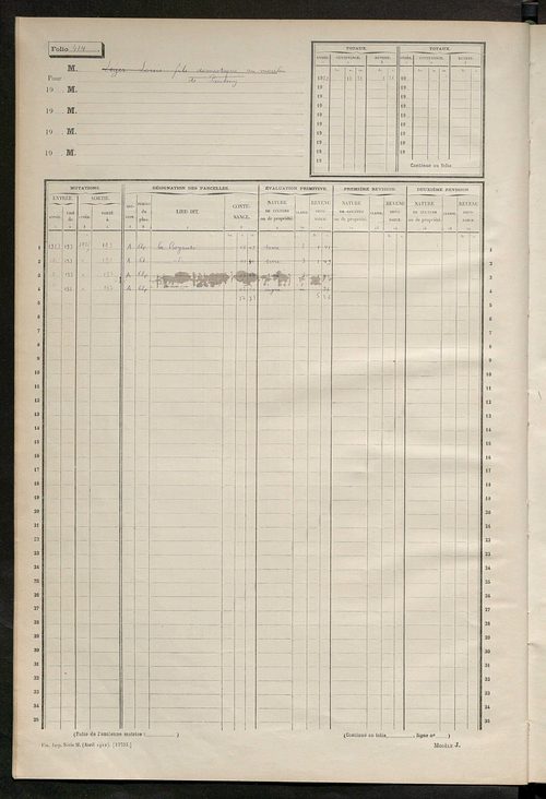 Matrice des propriétés non bâties, fol. 401 à 515.