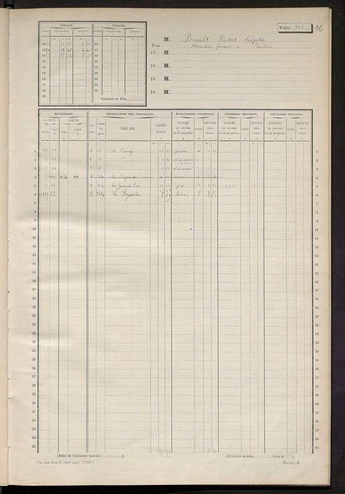 Matrice des propriétés non bâties, fol. 401 à 515.