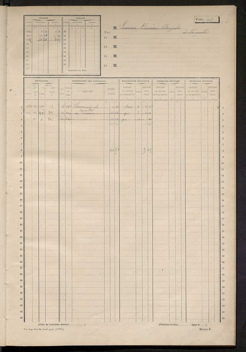 Matrice des propriétés non bâties, fol. 401 à 515.