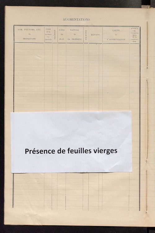 Matrice des propriétés bâties ; augmentations et diminutions, 1883-1891 ; séparation des revenus cadastraux afférents, pour l'année 1882, aux propriétés bâties et non bâties (état-balance) ; table alphabétique des propriétaires.