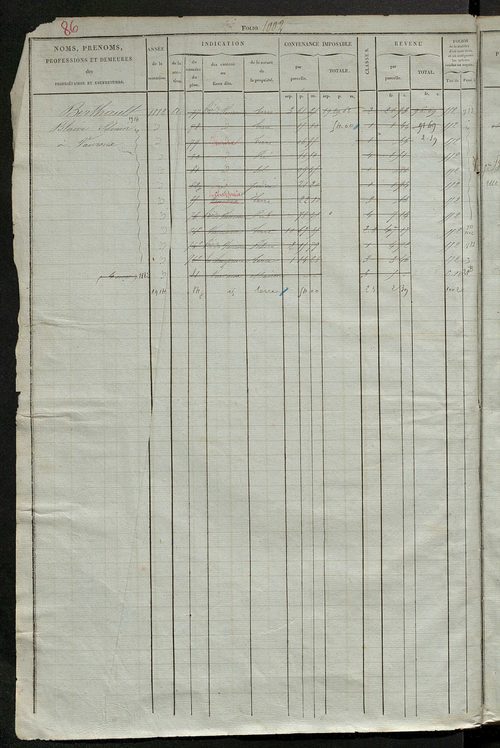 Matrice des propriétés foncières, fol. 1001 à 1379 ; récapitulation des contenances et des revenus de la matrice cadastrale, 1827 ; table alphabétique des propriétaires.