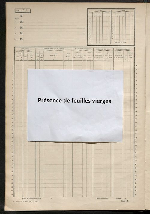 Matrice des propriétés non bâties, fol. 501 à 1100.