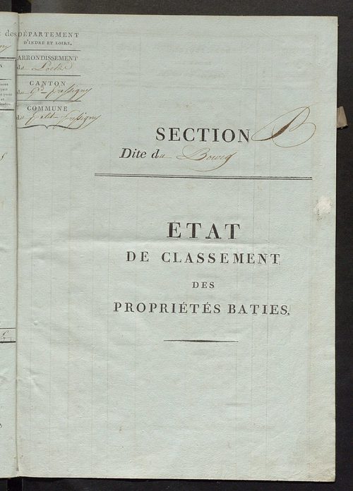 Etat de classement des propriétés bâties.
