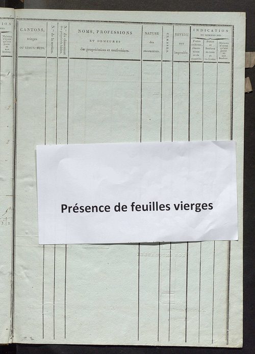 Etat de classement des propriétés bâties.