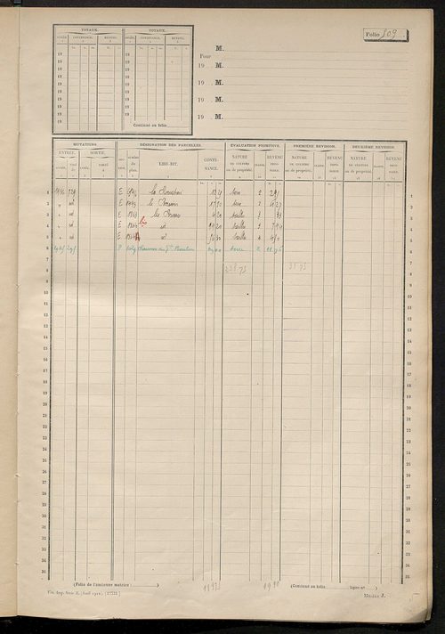 Matrice des propriétés non bâties, fol. 501 à 1100.