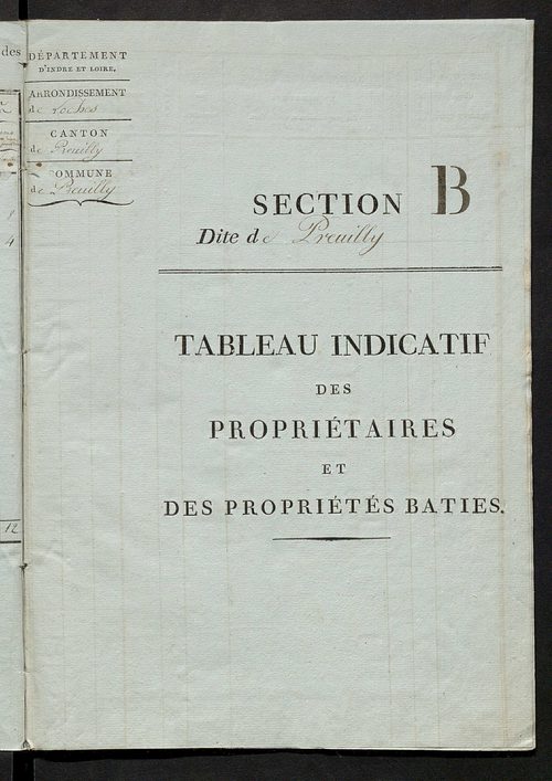 Tableau indicatif des propriétaires et des propriétés bâties.