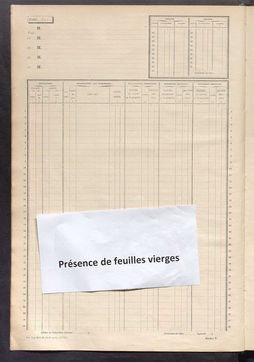 Matrice des propriétés non bâties, fol. 501 à 870.