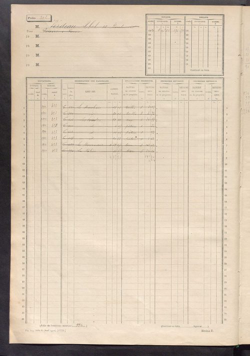 Matrice des propriétés non bâties, fol. 501 à 870.
