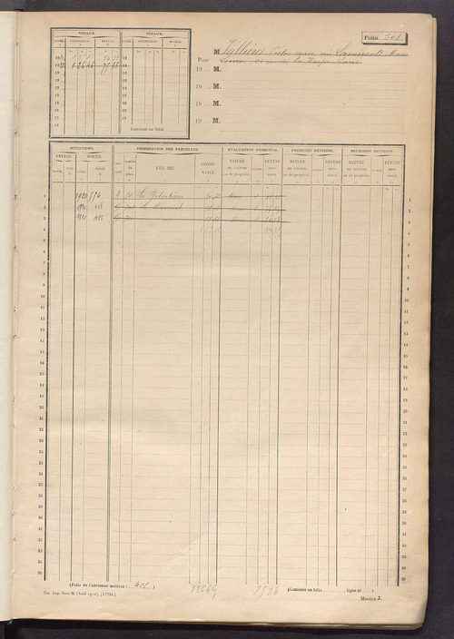 Matrice des propriétés non bâties, fol. 501 à 870.