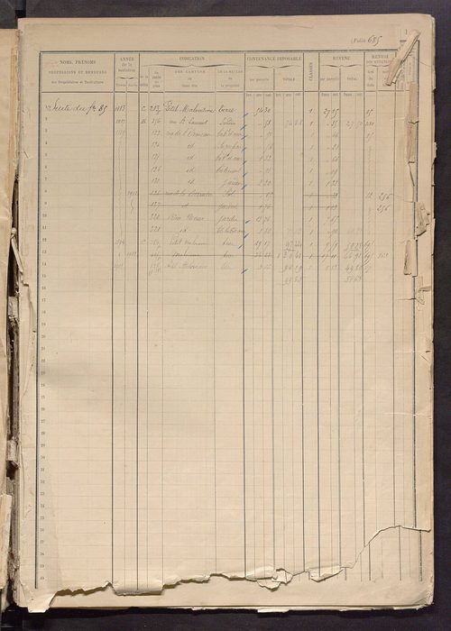 Matrice des propriétés foncières, fol. 685 à 997.