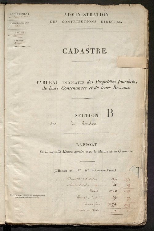 Etats de sections.