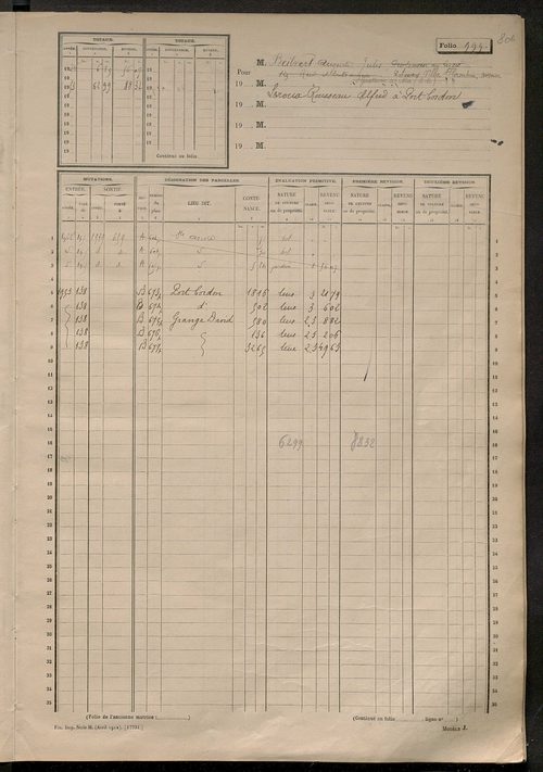 Matrice des propriétés non bâties, fol. 997 à 1298.