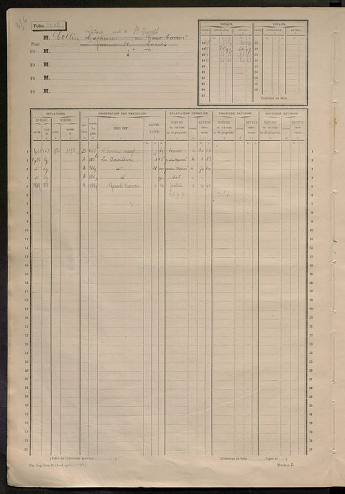 Matrice des propriétés non bâties, fol. 997 à 1298.