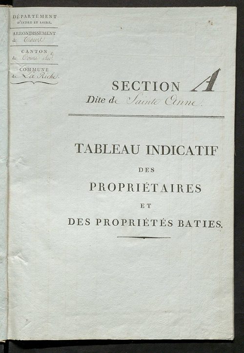 Tableau indicatif des propriétaires et des propriétés bâties.