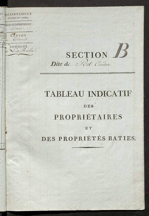 Tableau indicatif des propriétaires et des propriétés bâties.