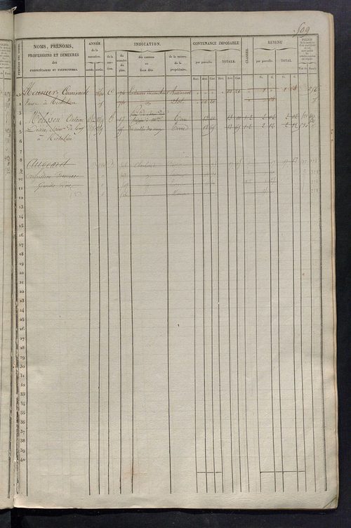 Matrice des propriétés foncières, fol. 501 à 1000.