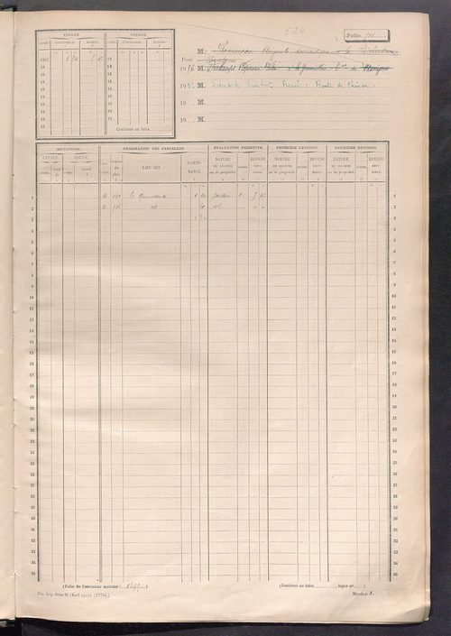 Matrice des propriétés non bâties, fol. 501 à 1100.