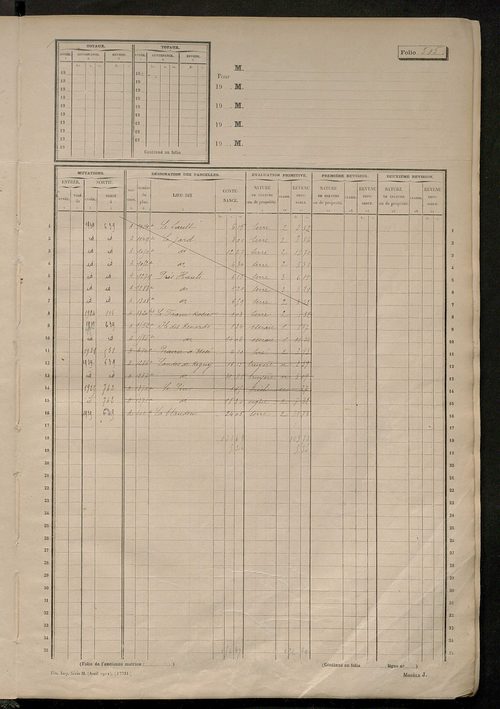 Matrice des propriétés non bâties, fol. 501 à 1000.