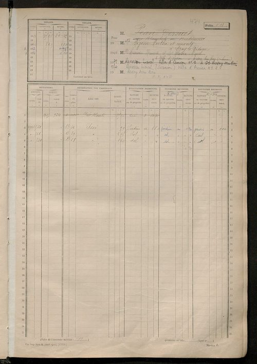 Matrice des propriétés non bâties, fol. 501 à 1000.