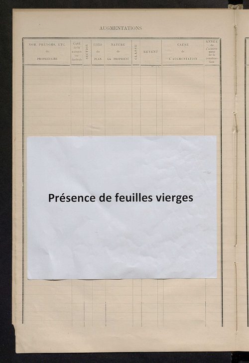 Matrice des propriétés bâties ; augmentations et diminutions, 1883-1891 ; séparation des revenus cadastraux afférents, pour l'année 1882, aux propriétés bâties et non bâties (état-balance) ; table alphabétique des propriétaires.