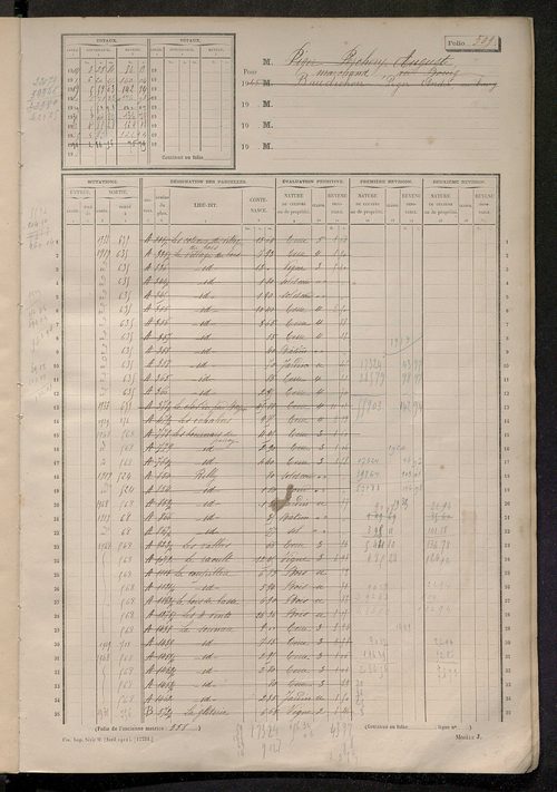 Matrice des propriétés non bâties, fol. 501 à 991.