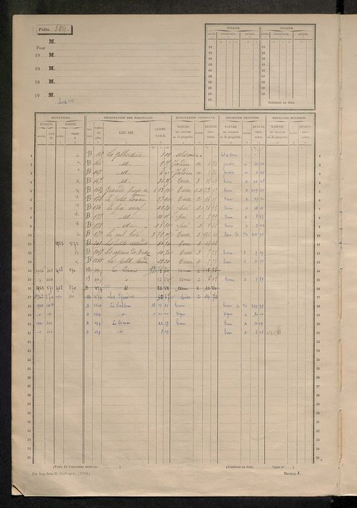Matrice des propriétés non bâties, fol. 501 à 991.