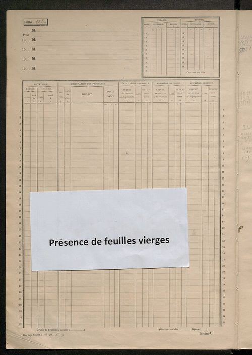 Matrice des propriétés non bâties, fol. 501 à 991.