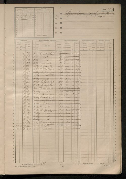 Matrice des propriétés non bâties, fol. 501 à 991.