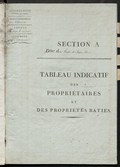 Tableau indicatif des propriétaires et des propriétés bâties.