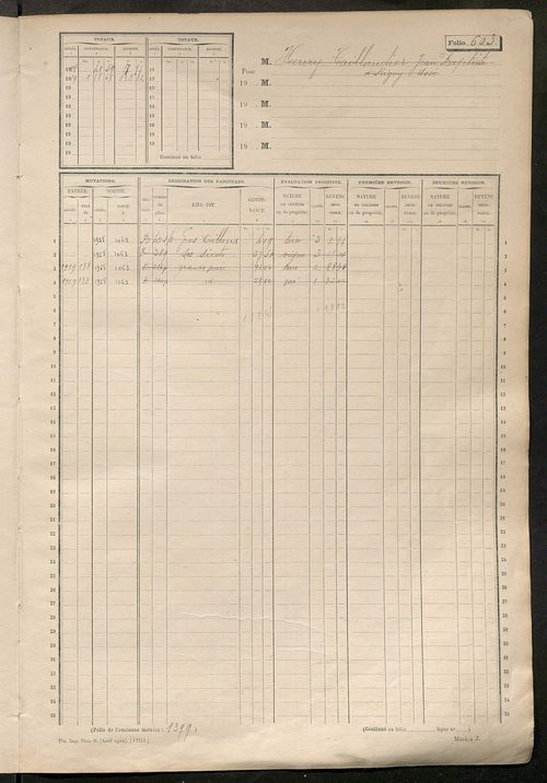 Matrice des propriétés non bâties, fol. 601 à 1200.