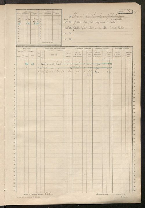 Matrice des propriétés non bâties, fol. 601 à 1200.